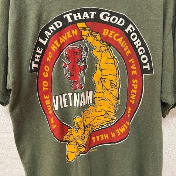 VTG 1986 Vietnam Devil Military Heaven Hell MTF USA Single Stitch Tee sz Medium - Picture 4 of 6